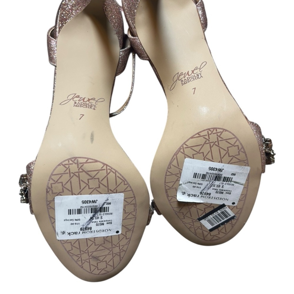 Jewel Badgley Mischka Size 7 Ojai Rose Gold  Crystal Adorned Sculpted Stilettos - Picture 11 of 12